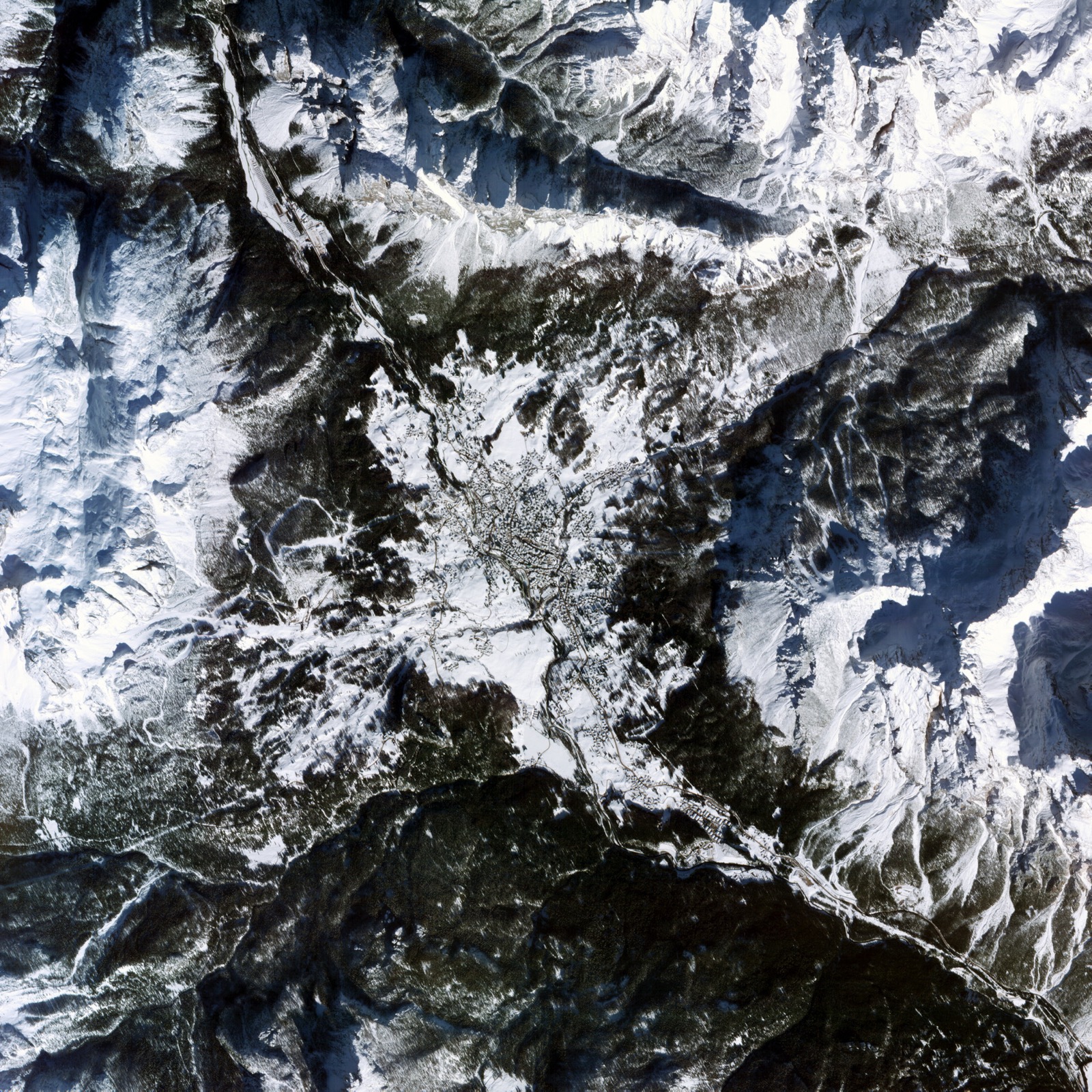 Cortina d'Ampezzo, Italy seen from IRIDE satellite. Credit: ESA